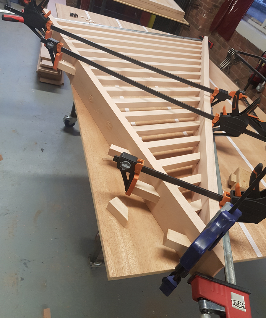 bespoke staircase glued and clamped